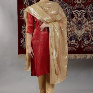 Gold Floral Printed Chiffon Dupatta