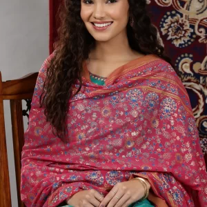 Magenta Pink Printed Festive Dupatta