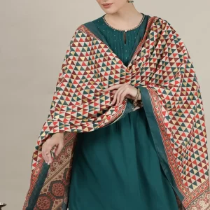 Multi-coloured Foil Abstract Printed Pure Cotton Dupatta