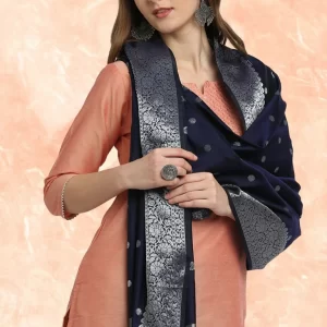 Banarasi Silk Dupatta with Silver Border