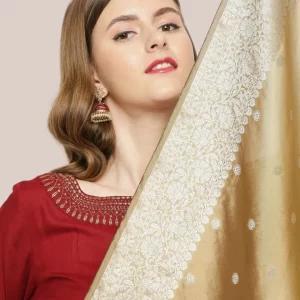 Banarasi Silk Dupatta with Silver Border