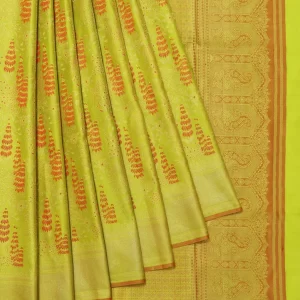 Parrot Green Kanchipuram Tissue Silk Saree