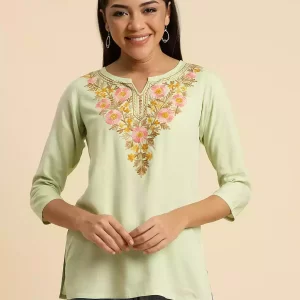 Israa Pista Green Short Kurti