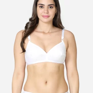 Single layered pointed seamed cup medium coverage bra