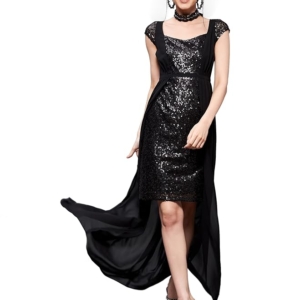 Women's Embellished Fit & Flare Maxi Dress (Black)