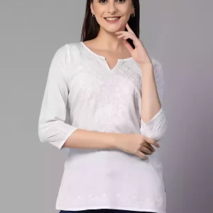 Zahra White Short Kurti