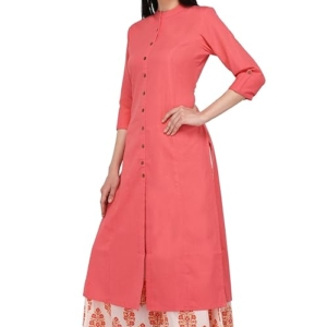 Women's Cotton Solid Readymade Salwar Suit Set(Peach)