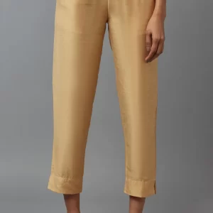 Regular Fit Solid Straight Fit Woven Trousers With Elasticated Waistband
