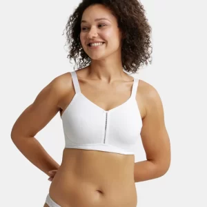 White Super Combed Cotton Elastane Stretch Full Coverage Minimizer Bra
