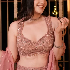 PINK FIT TO FLARE PALAZZO PANT SET AND A HAND EMBROIDERED BLOUSE and DUPATTA