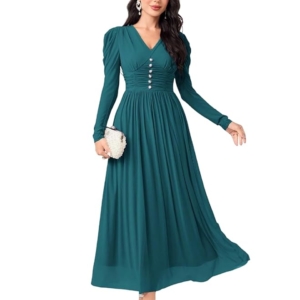 Stylish One Piece Long Maxi Dress for Women (Teal)