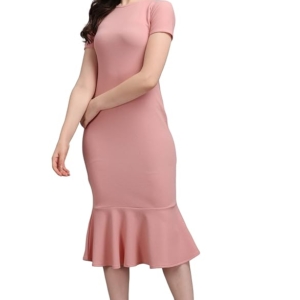 Women’s Bodycon Midi Dress(Peach)