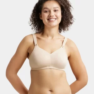 Wire free Non Padded Soft Touch Microfiber Elastane Stretch Full Coverage Minimizer Bra with Broad Cushioned Fabric Strap
