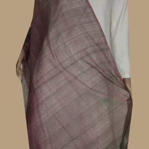 Green with Pink Handwoven Missing Checks Dupatta