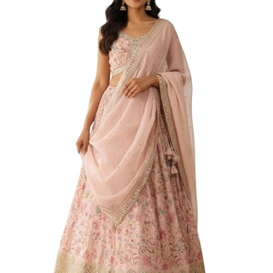 Women's Digital Print With Embroidered Organza Lehenga Choli With Dupatta