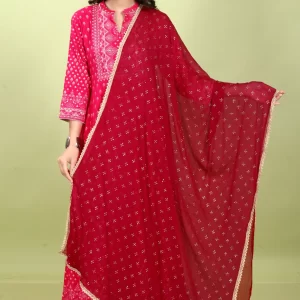 Maroon Chiffon Printed Dupatta