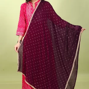 Purple Chiffon Printed Dupatta