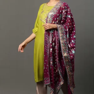 Purple Ikkat Printed Dupatta
